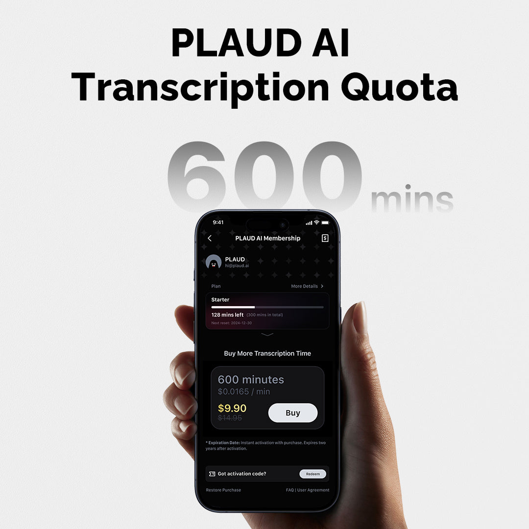 PLAUD NOTE & 600 mins Transcription Quota