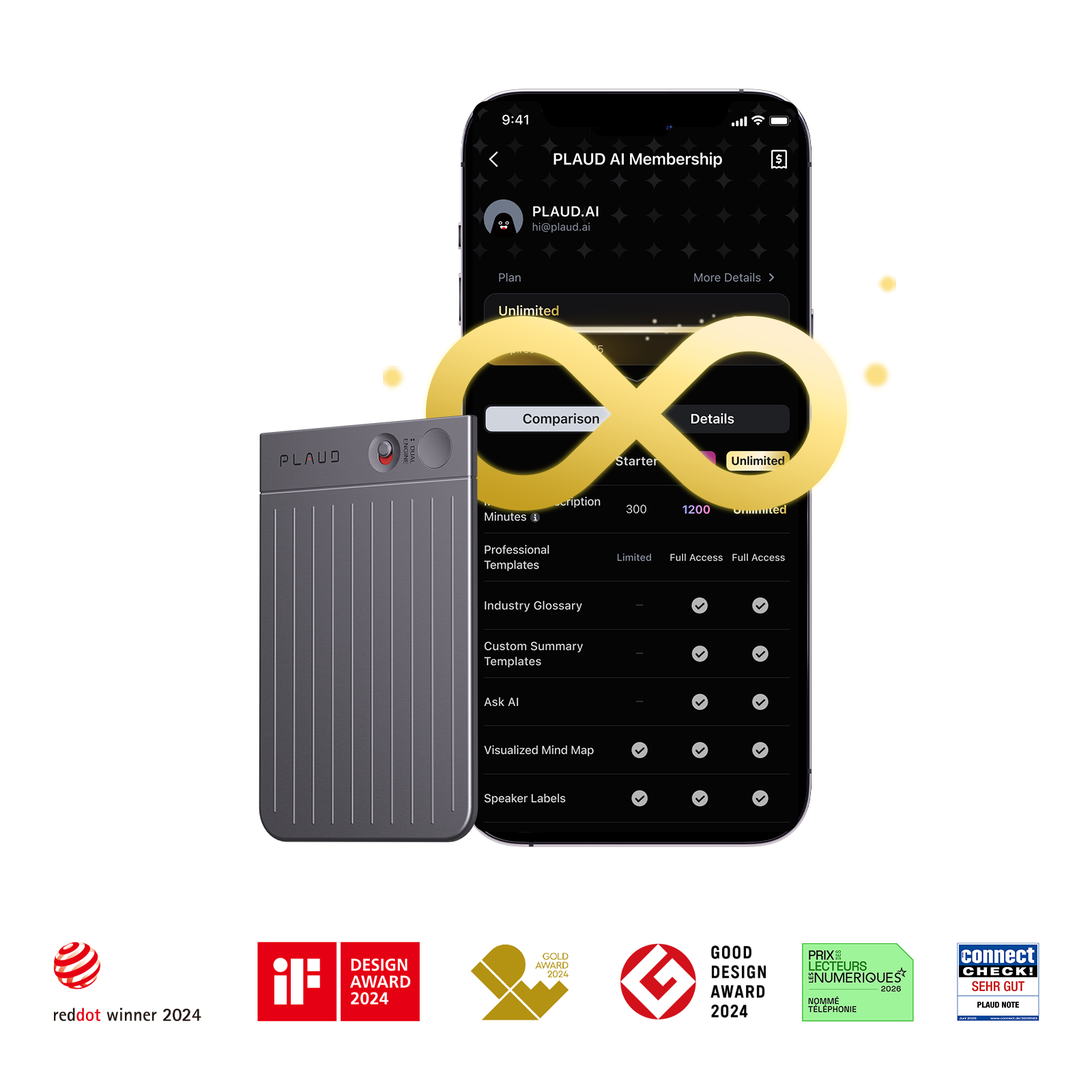 PLAUD Note &amp; 2 AI Jaarlijks Onbeperkt Plan