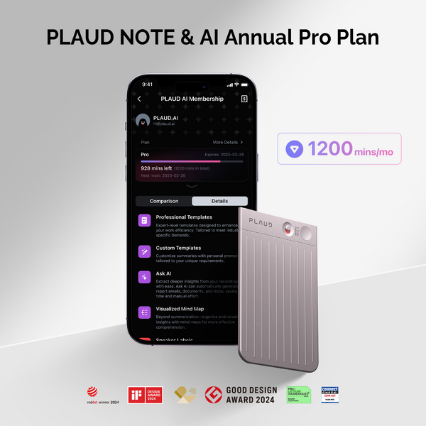 PLAUD NOTE & AI Annual Pro Plan
