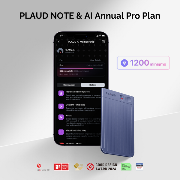 PLAUD NOTE & AI Annual Pro Plan
