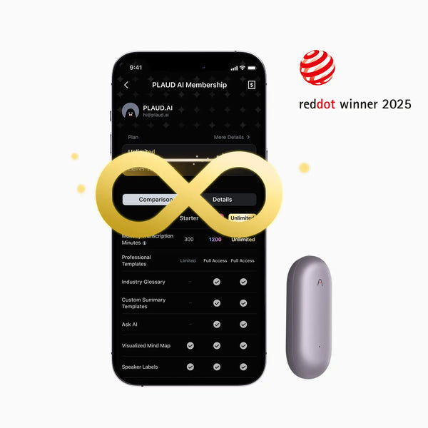 PLAUD NotePin & 2 AI Annual Unlimited Plan
