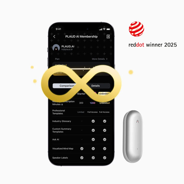 PLAUD NotePin & 2 AI Annual Unlimited Plan
