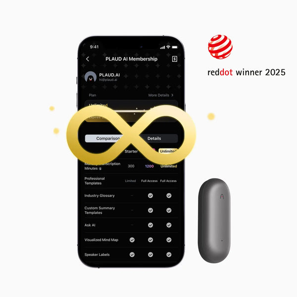 PLAUD NotePin & 2 AI Annual Unlimited Plan

