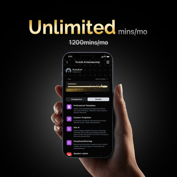 PLAUD NotePin & 2 AI Annual Unlimited Plan
